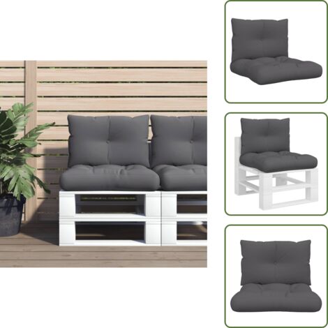 The Living Store Cuscini per Pallet 2 pz Antracite in Tessuto - Cuscini per giardino