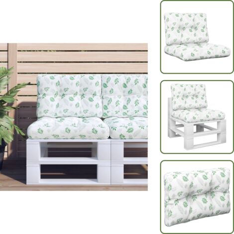 The Living Store Cuscini per Pallet 2 pz Motivo a Foglie Tessuto - Cuscini per giardino