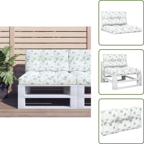 The Living Store Cuscini per Pallet 2 pz Motivo a Foglie Tessuto - Cuscini per giardino
