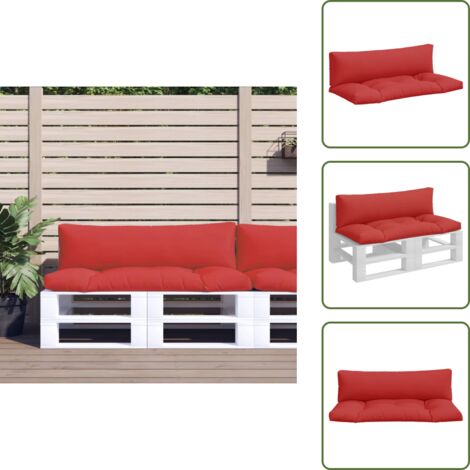The Living Store Cuscini per Pallet 2 pz Rossi in Tessuto - Cuscino da giardino