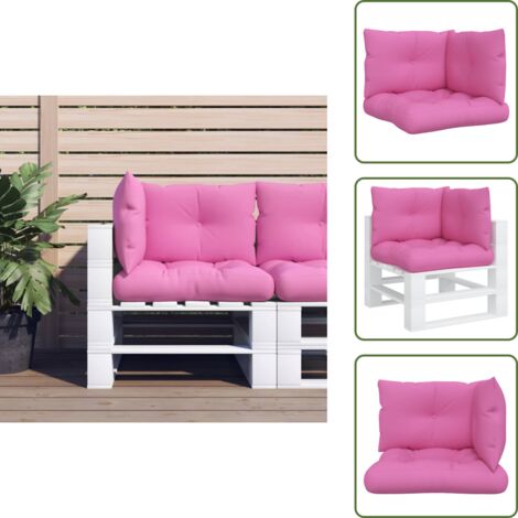 The Living Store Cuscini per Pallet 3 pz Rosa in Tessuto Oxford - Cuscino per giardino