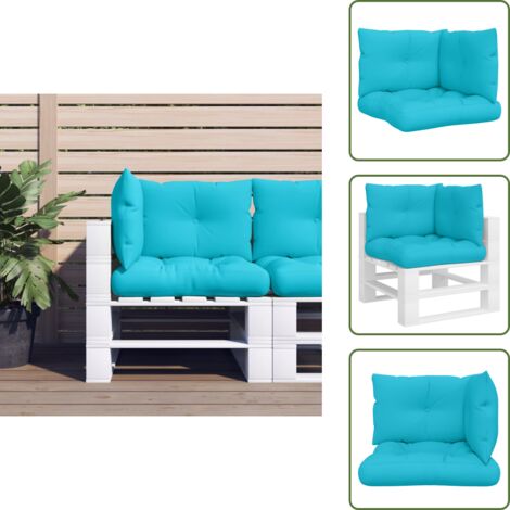 The Living Store Cuscini per Pallet 3 pz Turchese in Tessuto Oxford - Cuscini per giardino
