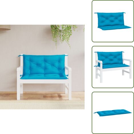 The Living Store Cuscini per Panca 2 pz Azzurri 100x50x7cm in Tessuto Oxford - Cuscino per panca