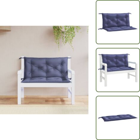 The Living Store Cuscini per Panca 2 pz Blu Marino 100x50x7 cm in Tessuto Oxford - Cuscino per panca