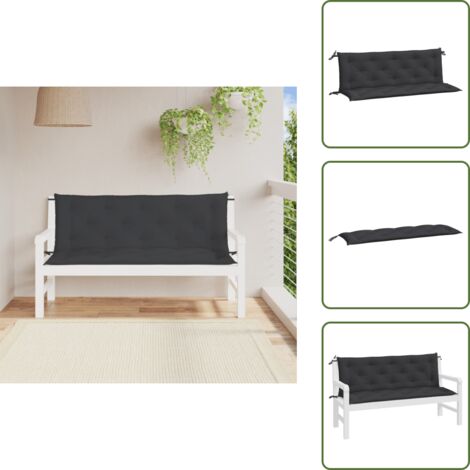 The Living Store Cuscini per Panca 2 pz Nero 150x50x7 cm in Tessuto Oxford - Cuscino per panca