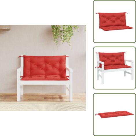 The Living Store Cuscini per Panca 2 pz Rossi 100x50x7cm in Tessuto Oxford - Cuscino per panca