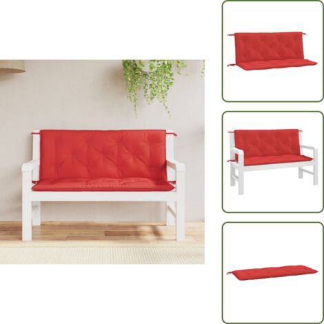 The Living Store Cuscini per Panca 2 pz Rossi 120x50x7 cm in Tessuto Oxford - Cuscino per panca