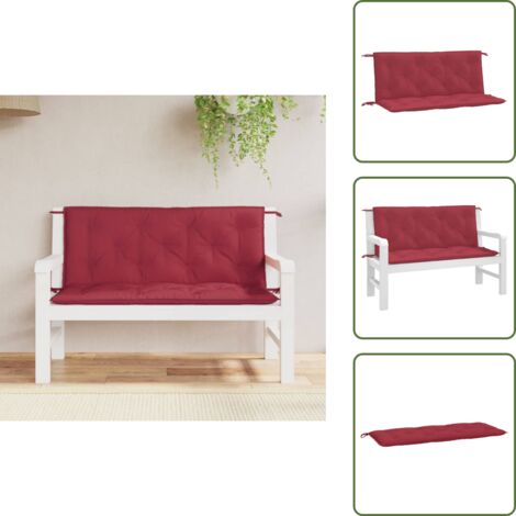The Living Store Cuscini per Panca 2 pz Rosso Vino 120x50x7 cm in Tessuto Oxford - Cuscino per panca