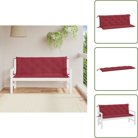 The Living Store Cuscini per Panca 2 pz Rosso Vino 150x50x7 cm in Tessuto Oxford - Cuscino per panca