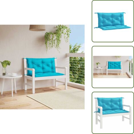 The Living Store Cuscini per Panca da Giardino 2 pz Turchese 100x50x7 cm Tessuto - Cuscino da patio