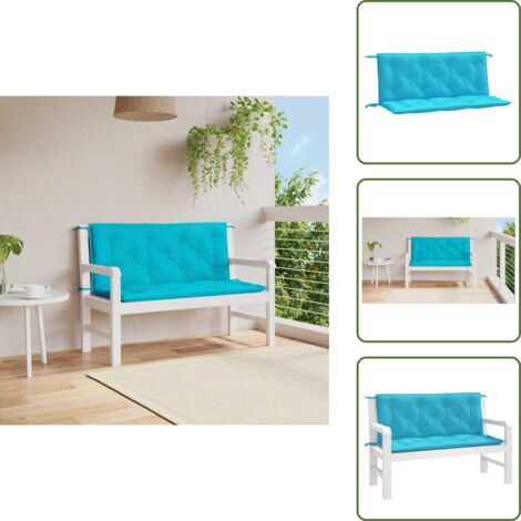 The Living Store Cuscini per Panca da Giardino 2 pz Turchese 120x50x7 cm Tessuto - Cuscini per panca