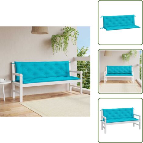 The Living Store Cuscini per Panca da Giardino 2 pz Turchese 150x50x7 cm Tessuto - Cuscini per panca