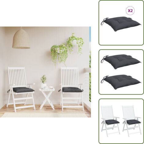 The Living Store Cuscini per Sedia 2 pz Antracite 40x40x7 cm in Tessuto Oxford - Cuscini per sedile