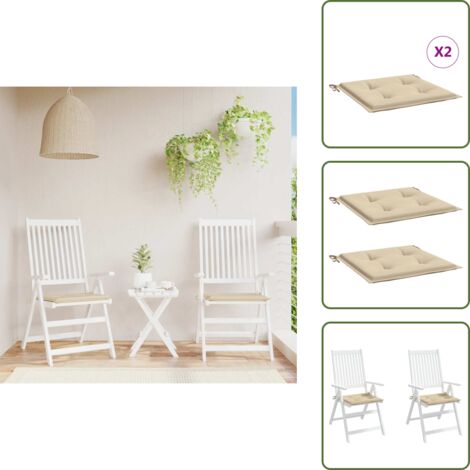 The Living Store Cuscini per Sedia 2 pz Beige 50x50x4 cm in Tessuto Oxford - Cuscini per sedile