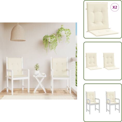 The Living Store Cuscini per Sedia 2 pz Crema 100x50x3 cm in Tessuto Oxford - Cuscini per sedie