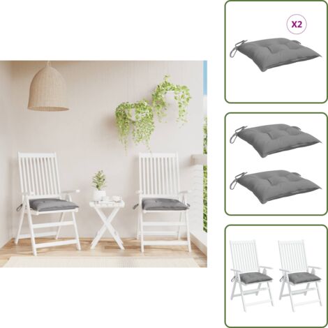 The Living Store Cuscini per Sedia 2 pz Grigi 40x40x7 cm in Tessuto Oxford - Cuscino da patio