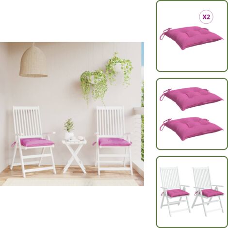 The Living Store Cuscini per Sedia 2pz Rosa 40x40x7 cm Tessuto - Cuscino per sedile