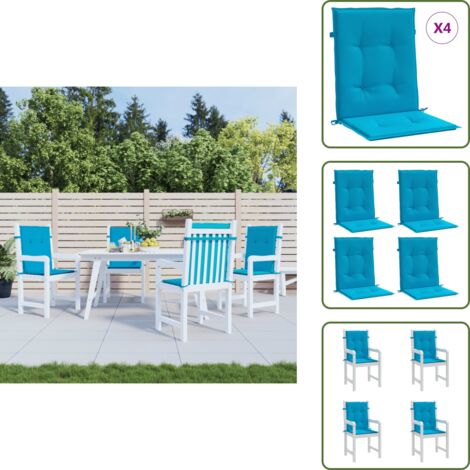 The Living Store Cuscini per Sedia 4 pz Blu 100x50x3 cm in Tessuto Oxford - Cuscini da giardino