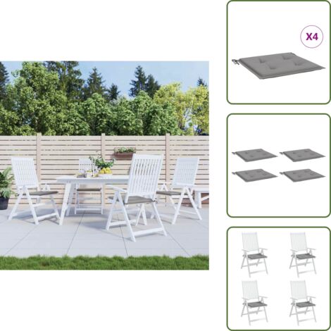 The Living Store Cuscini per Sedia 4 pz Grigi 40x40x4 cm in Tessuto Oxford - Cuscini da giardino