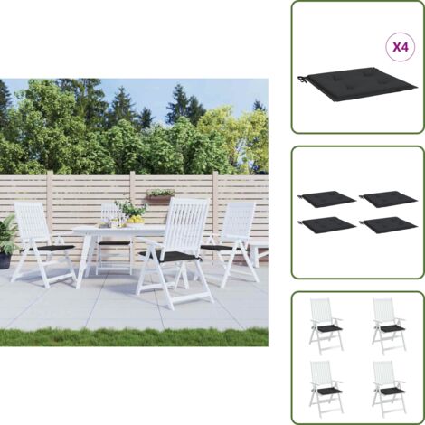 The Living Store Cuscini per Sedia 4 pz Neri 40x40x4 cm in Tessuto Oxford - Cuscini da giardino