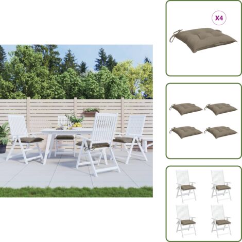 The Living Store Cuscini per Sedia 4 pz Tortora 50x50x7 cm Tessuto Oxford - Cuscino da patio