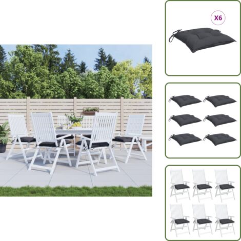 The Living Store Cuscini per Sedia 6 pz Antracite 50x50x7 cm Tessuto Oxford - Cuscini da giardino