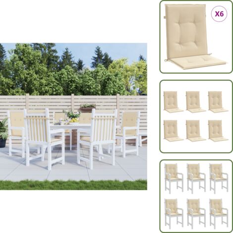 The Living Store Cuscini per Sedia 6 pz Beige 100x50x3 cm in Tessuto Oxford - Cuscini esterni