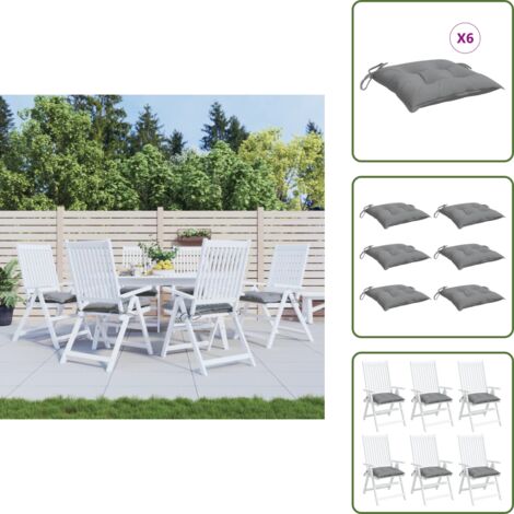 The Living Store Cuscini per Sedia 6 pz Grigi 40x40x7 cm in Tessuto Oxford - Cuscini da giardino