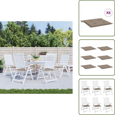 The Living Store Cuscini per Sedia 6 pz Tortora 40x40x4 cm in Tessuto Oxford - Cuscini da giardino