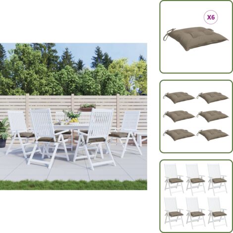 The Living Store Cuscini per Sedia 6 pz Tortora 40x40x7 cm in Tessuto Oxford - Cuscini per sedile