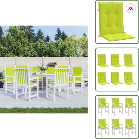 The Living Store Cuscini per Sedia 6 pz Verde Intenso 100x50x3 cm Tessuto Oxford - Cuscini esterni
