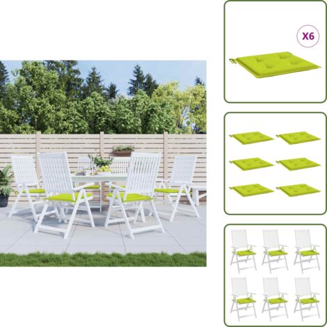 The Living Store Cuscini per Sedia 6 pz Verde Intenso 40x40x4 cm Tessuto Oxford - Cuscini da giardino