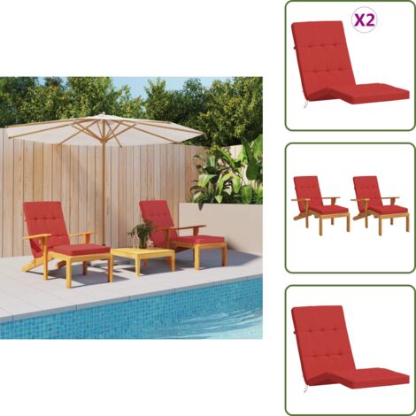 The Living Store Cuscini per Sedia a Sdraio 2 pz Rosso in Tessuto Oxford - Cuscini esterni