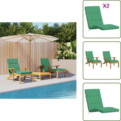 The Living Store Cuscini per Sedia a Sdraio 2 pz Verde in Tessuto Oxford - Cuscino da giardino