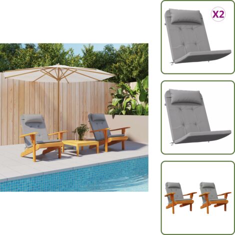 The Living Store Cuscini per Sedia Adirondack 2 pz Grigio in Tessuto Oxford - Cuscini da giardino