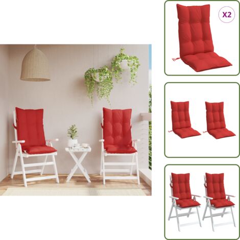 The Living Store Cuscini per Sedia con Schienale Alto 2 pz Rosso Tessuto Oxford - Cuscino da giardino