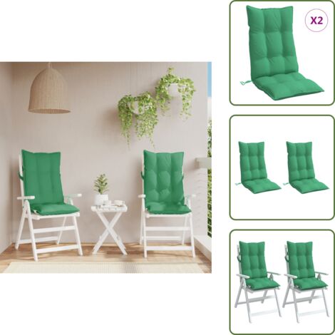 The Living Store Cuscini per Sedia con Schienale Alto 2 pz Verde Tessuto Oxford - Cuscini esterni