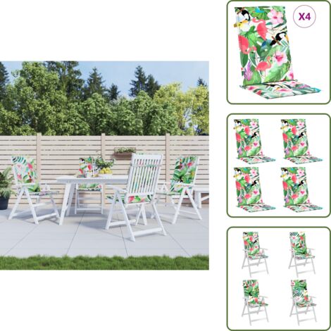 The Living Store Cuscini per Sedia con Schienale Alto 4pz Multicolore in Tessuto - Cuscino per sedia