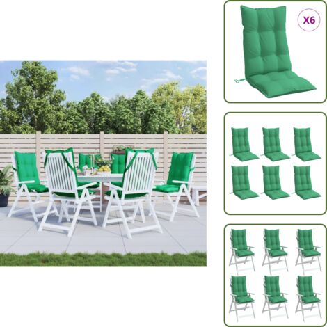 The Living Store Cuscini per Sedia con Schienale Alto 6 pz Verde Tessuto Oxford - Cuscino da giardino