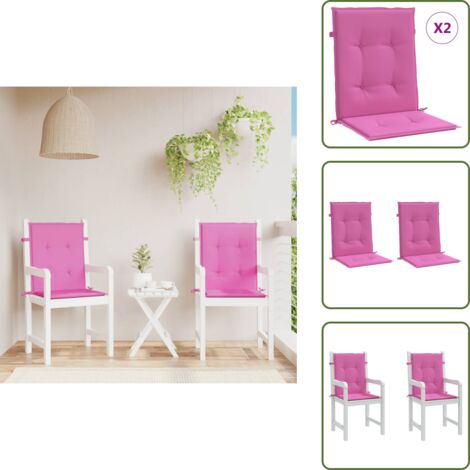 The Living Store Cuscini per Sedia con Schienale Basso 2 pz Rosa in Tessuto - Cuscino da giardino