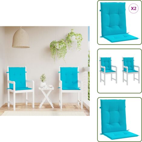The Living Store Cuscini per Sedia con Schienale Basso 2 pz Turchese in Tessuto - Cuscino per sedia