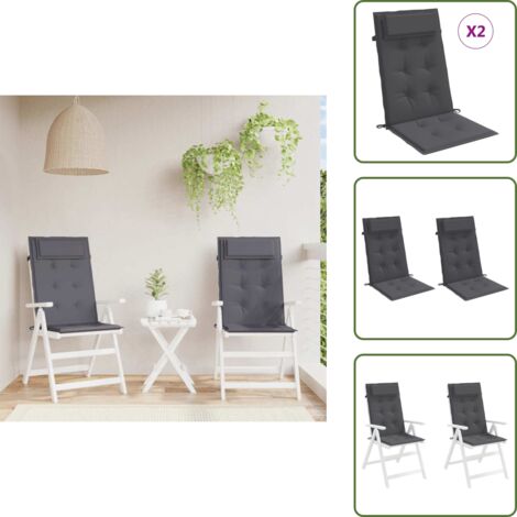 The Living Store Cuscini per Sedia Schienale Alto 2 pz Antracite Tessuto Oxford - Cuscino da giardino