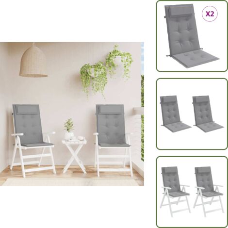 The Living Store Cuscini per Sedia Schienale Alto 2 pz Grigio Tessuto Oxford - Cuscino da giardino