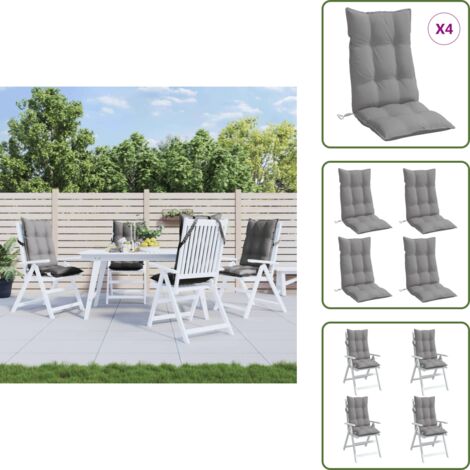 The Living Store Cuscini per Sedia Schienale Alto 4 pz Grigio Tessuto Oxford - Cuscino da giardino