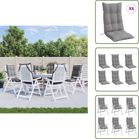 The Living Store Cuscini per Sedia Schienale Alto 6 pz Grigio Tessuto Oxford - Cuscini da giardino