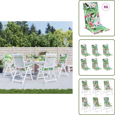 The Living Store Cuscini per Sedia Schienale Alto 6pz Multicolore Tessuto Oxford - Cuscini per schienale alto