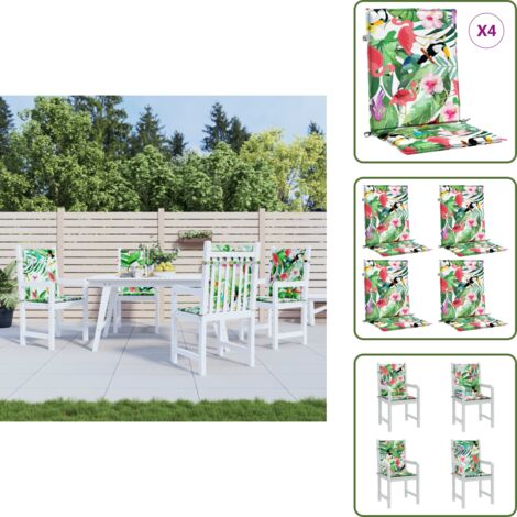The Living Store Cuscini per Sedia Schienale Basso 4 pz Multicolore in Tessuto - Cuscino per sedia