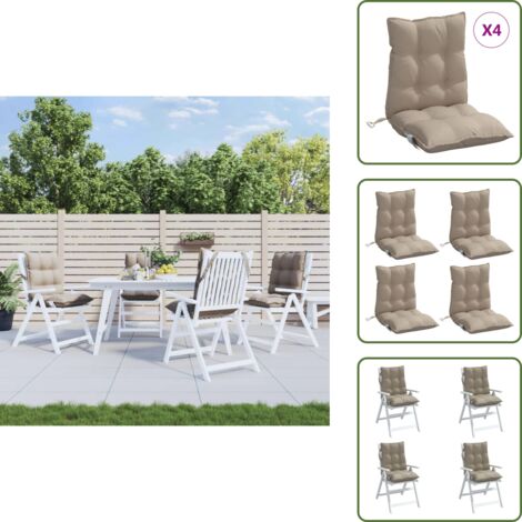 The Living Store Cuscini per Sedia Schienale Basso 4pz Tortora in Tessuto Oxford - Cuscini da giardino