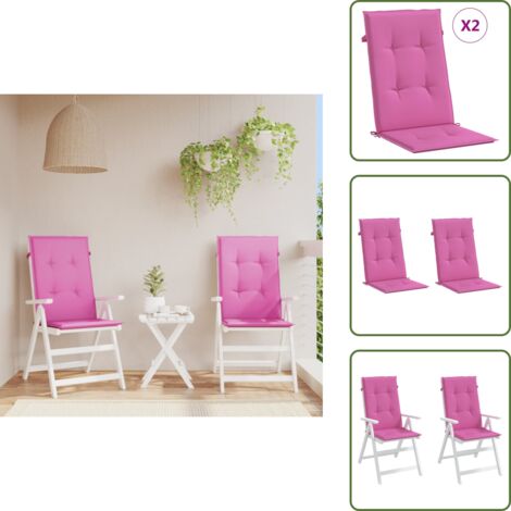 The Living Store Cuscini per Sedie 2 pz Rosa 120x50x3 cm in Tessuto - Cuscino da giardino
