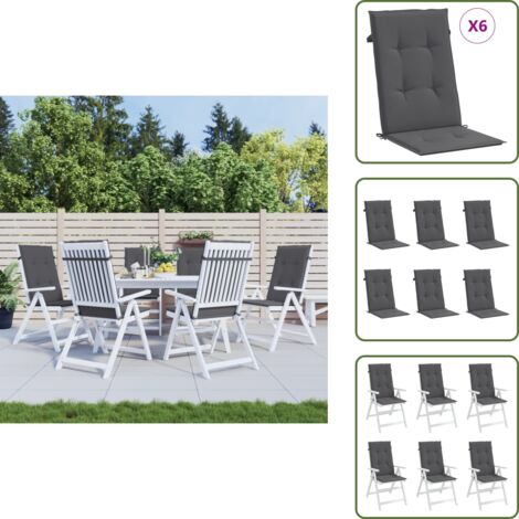 The Living Store Cuscini per Sedie 6 pz Antracite 120x50x3 cm in Tessuto - Cuscino per sedia